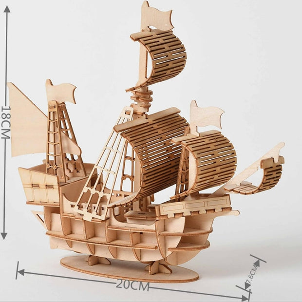 Bateau Pirate en Bois en Puzzle 3D Planète Casse-Tête