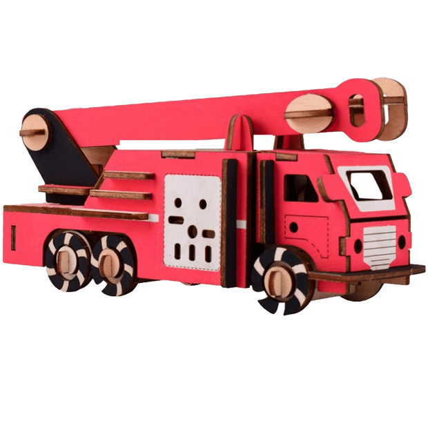 *Camion Pompier d'Enfant en Puzzle 3D en Bois Planète Casse-Tête