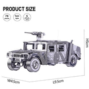 Dimensions Hummer militaire 4x4 en puzzle 3d en métal