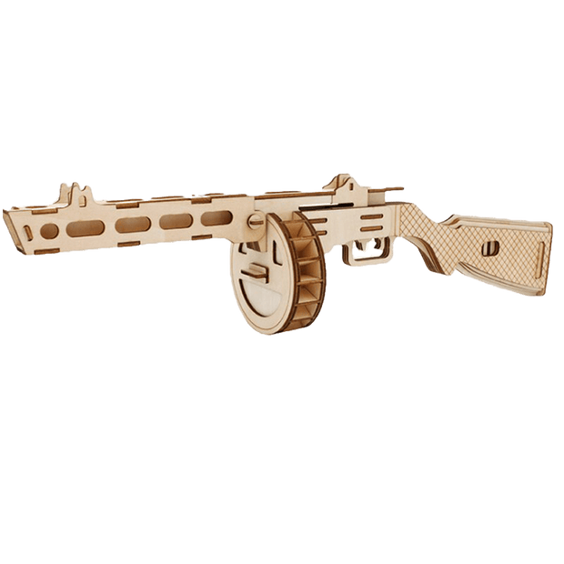 Fusil mitraillette en bois en puzzle 3d