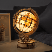 Globe lumineux la nuit en puzzle 3D en bois