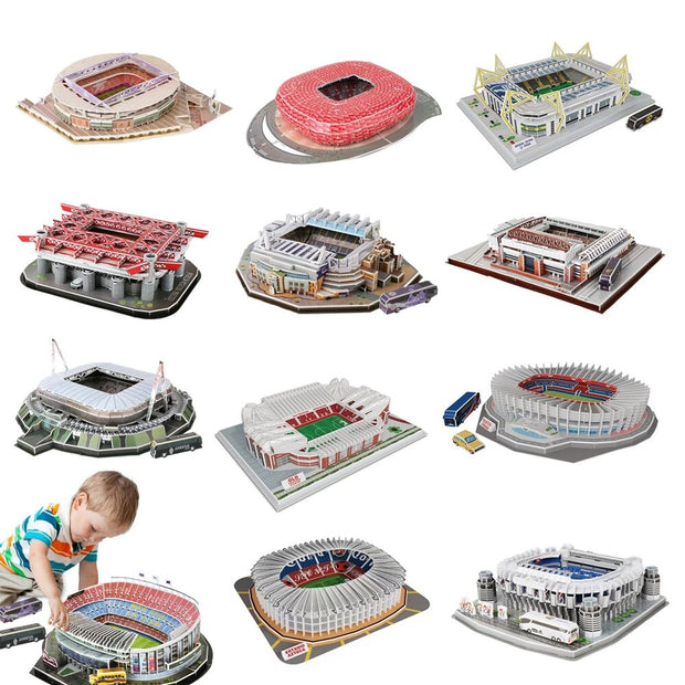  le stade de foot d'Old Trafford de Manchester United en puzzle 3D en bois. Exemple