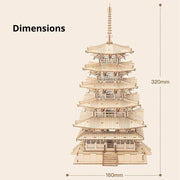 la pagode en puzzle 3D en bois dimensions