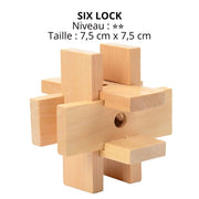 six lock casse-tête chinois en bois